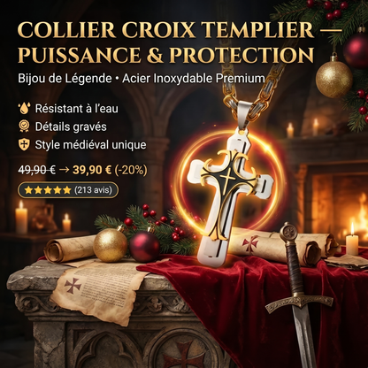 Collier Croisé de l'Espoir - Fabrication Artisanale - vue 10 - Templiers Légende