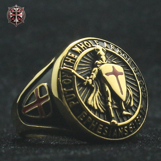 Bague Armure Templier Or